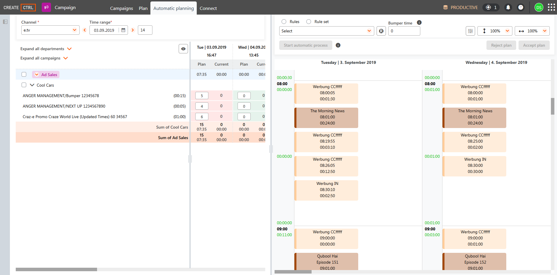 Campaigns automated planning